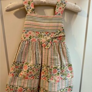 Floral Seersucker Striped Kids Dress